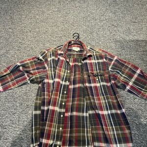 Eddie Bauer Men's Plaid Button Down Shirt - Red, Green, White